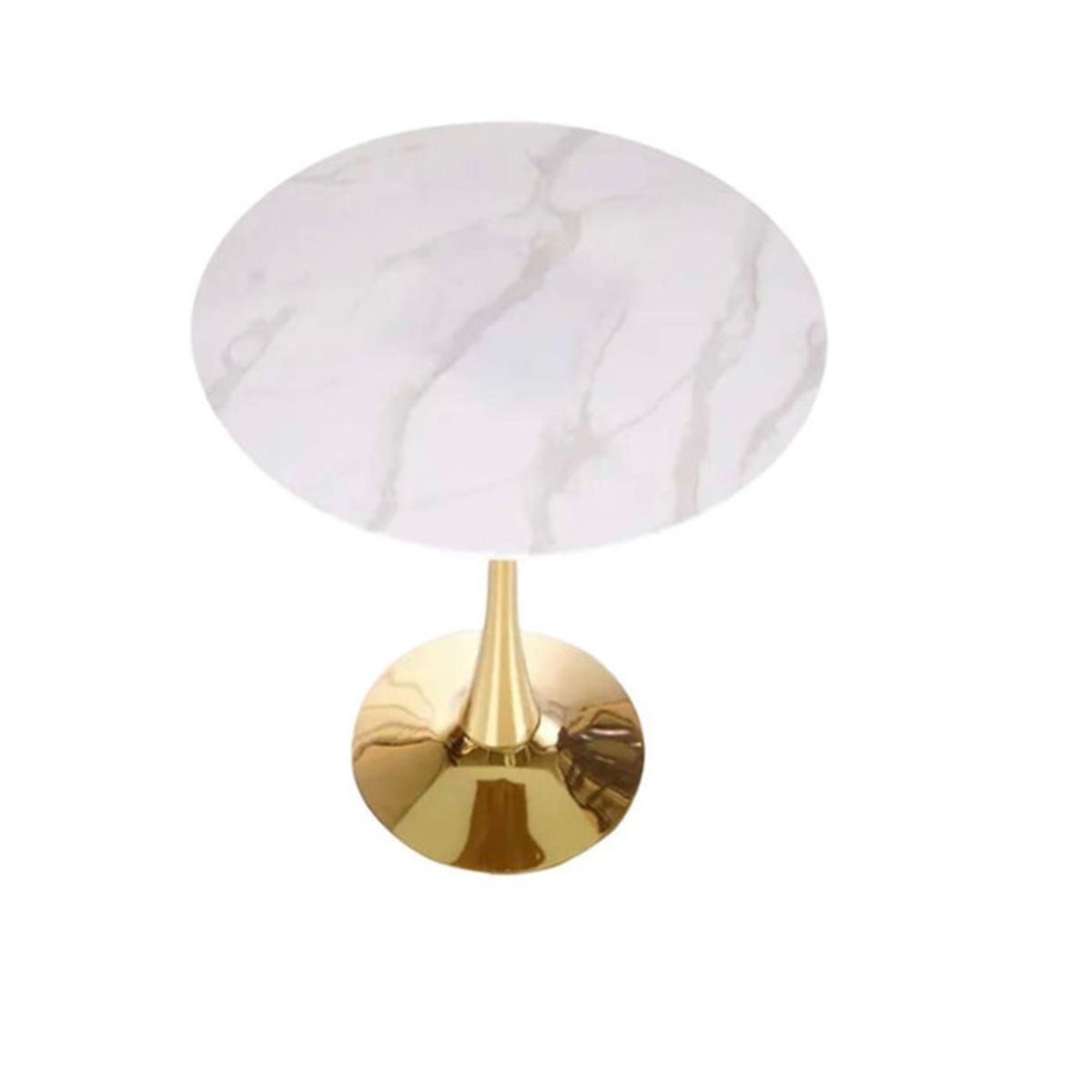 HABITA2 CHILE - Mesa Tulip Simil Marmol blanco-pedestal Gold 100 cm