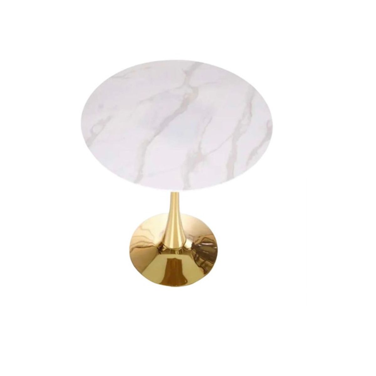 HABITA2 CHILE - Mesa Tulip Simil Marmol blanco-pedestal Gold 100 cm