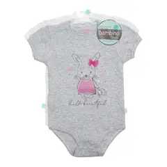 BAMBINO - Bodys Manga Corta Set 2 Piezas 100% Algodón Rosado