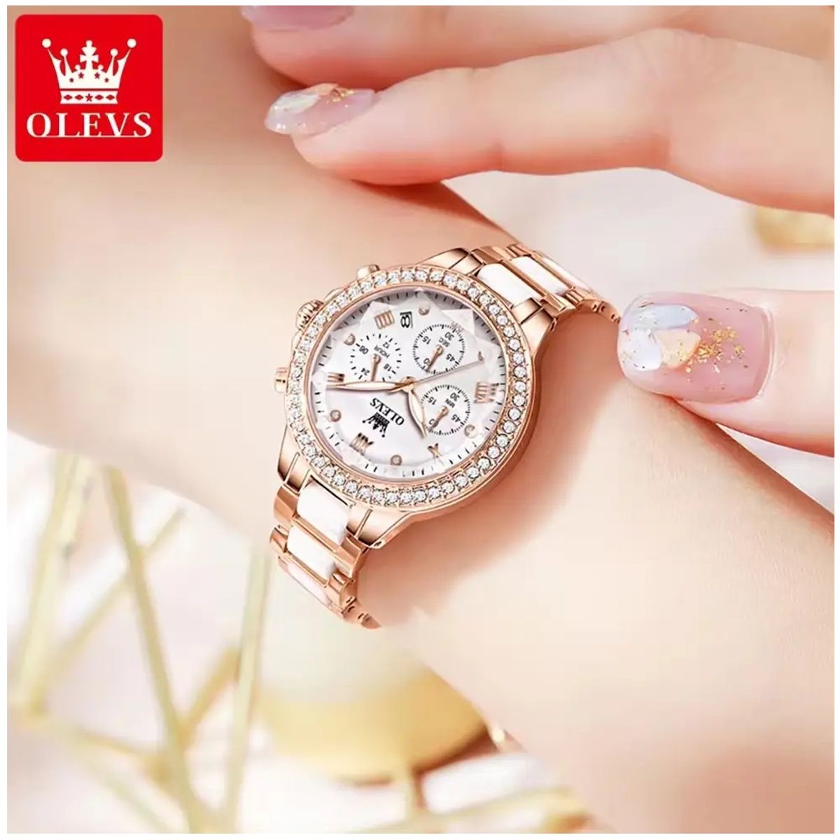 STARTECHOFFICE - Reloj de Mujer Multifuncional Correa de Acero Inoxidable con Cerámica