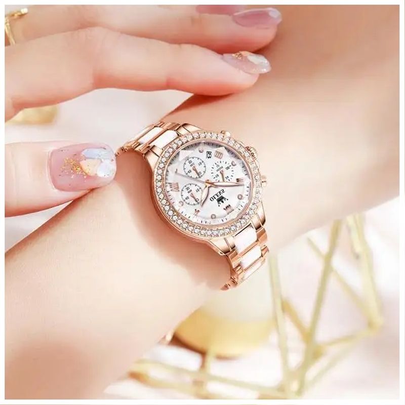 STARTECHOFFICE - Reloj de Mujer con Cronógrafo y Correa de Acero Inoxidable en Cerámica