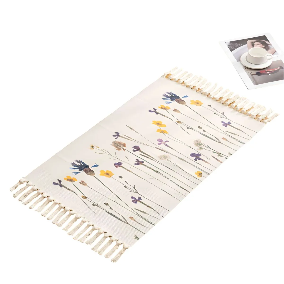 GENERICO - Set de 2 Alfombras de Lino 60x90 cm para Bajada de Cama  V5