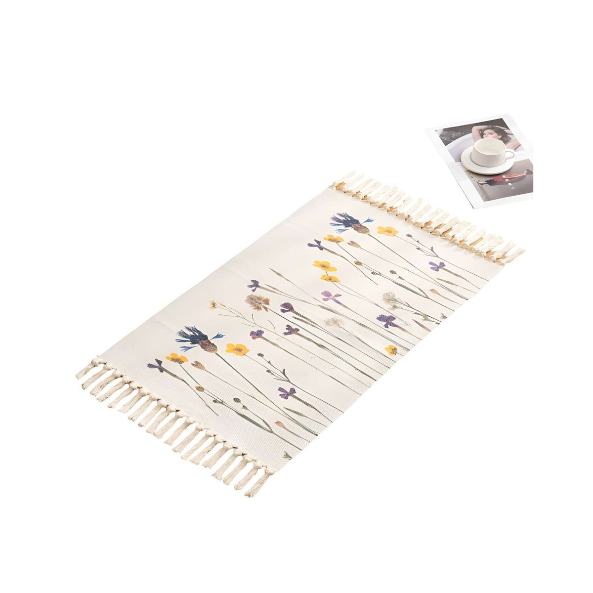 GENERICO - Set de 3 Alfombras de Lino 60x90 cm para Bajada de Cama  V5