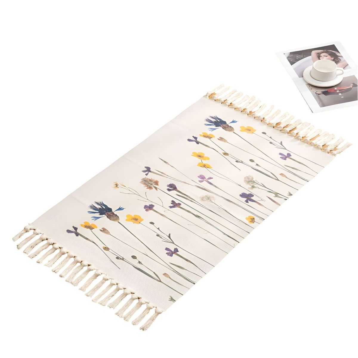 GENERICO - Juego de 2 Alfombras de Lino 60x90 cm para Bajada de Cama  V5