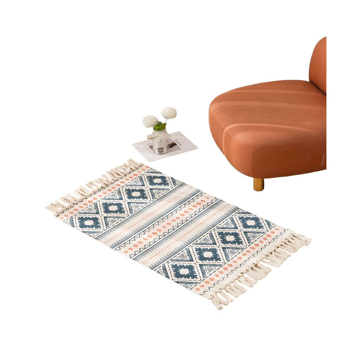 GENERICO - Juego de 2 Alfombras de Lino 60x90 cm para Bajada de Cama  V15