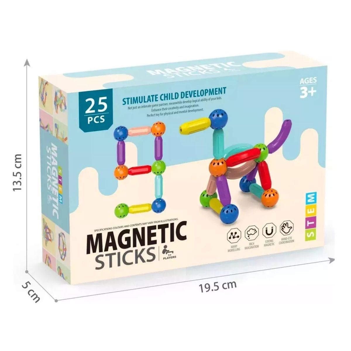 GENERICO - Bloques De Construcción De Palo Magnético De Gran Tamaño 25p