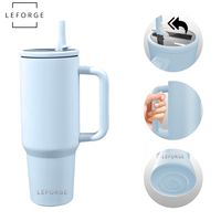 Mug Vaso Termico 1200ml Con Bombilla Plegable Color Azul