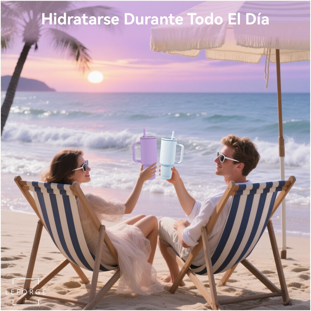 REBONEC - Mug Vaso Termico 1200ml Con Bombilla Plegable Color Azul