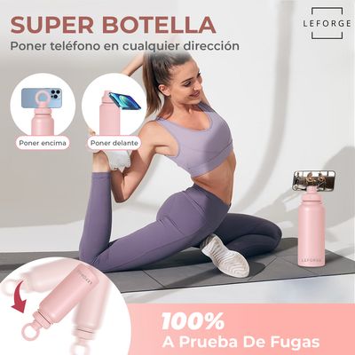 Imagen 2 del producto Botella Termica Agua Con Soporte Magnético 1000ml Color Rosado