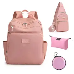 BRO TOUMI - 4 en 1 Mochila Cartera Bolso Juvenil de Mujer Impermeable ZXF-Rosa