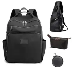 BRO TOUMI - 4 en 1 Mochila Cartera Bolso Juvenil de Mujer Impermeable ZXF-Negro