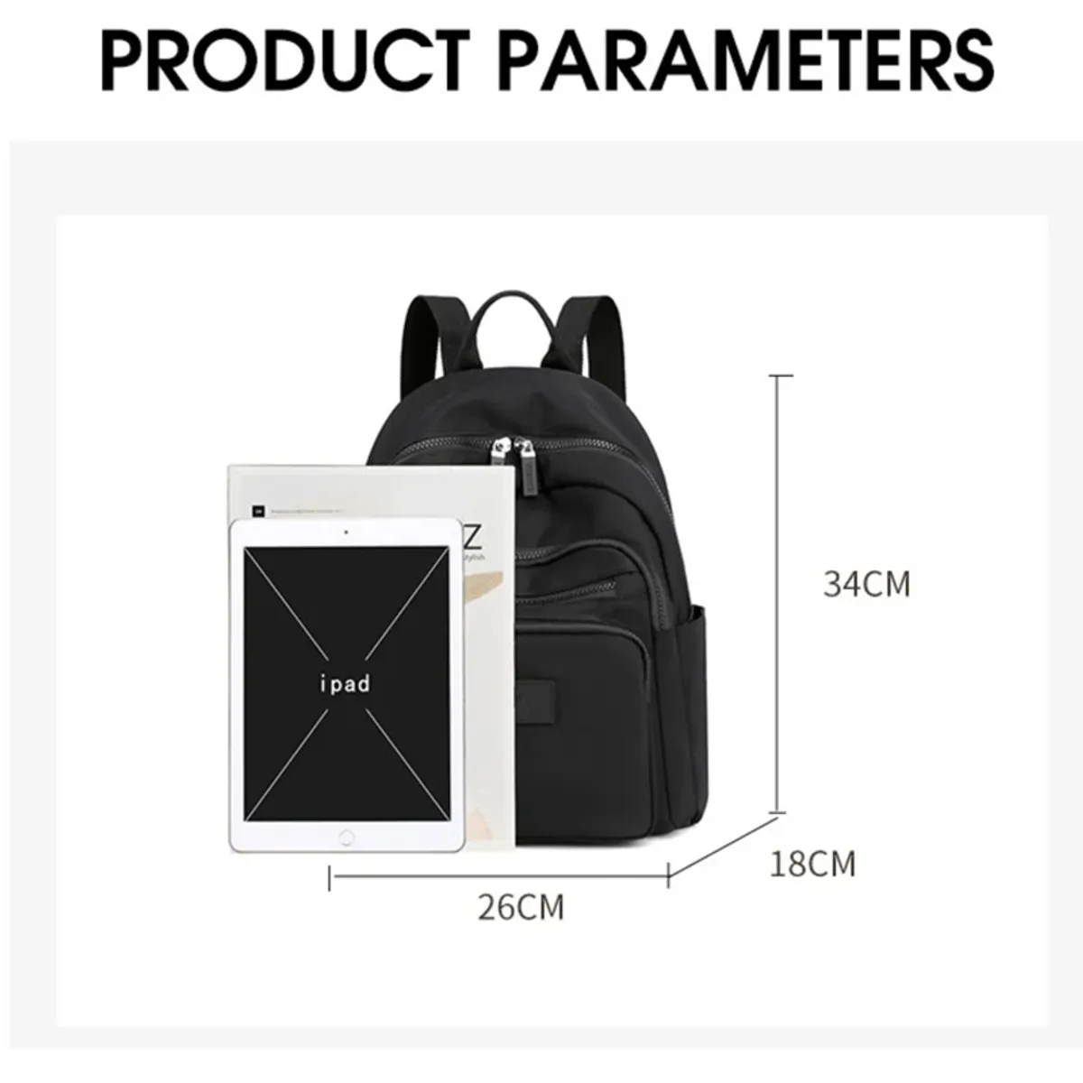 BRO TOUMI - 4 en 1 Mochila Cartera Bolso Juvenil de Mujer Impermeable ZXF-Negro