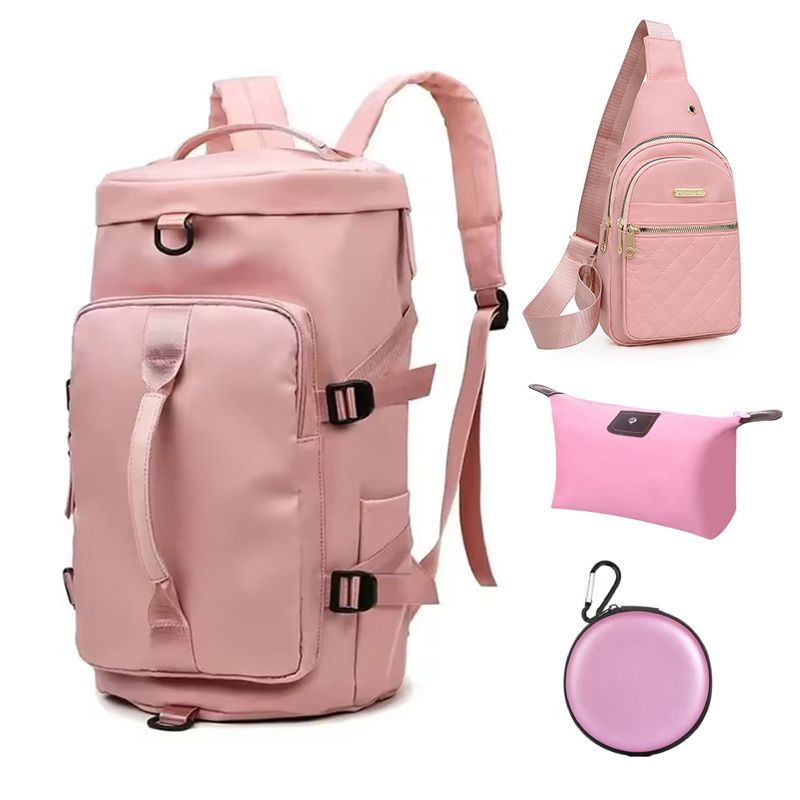 BRO TOUMI - 4 en 1 Mochila Cartera Bolso Juvenil de Mujer Impermeable YSG-Pink