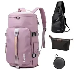 BRO TOUMI - 4 en 1 Mochila Cartera Bolso Juvenil de Mujer Impermeable YSG-Morado