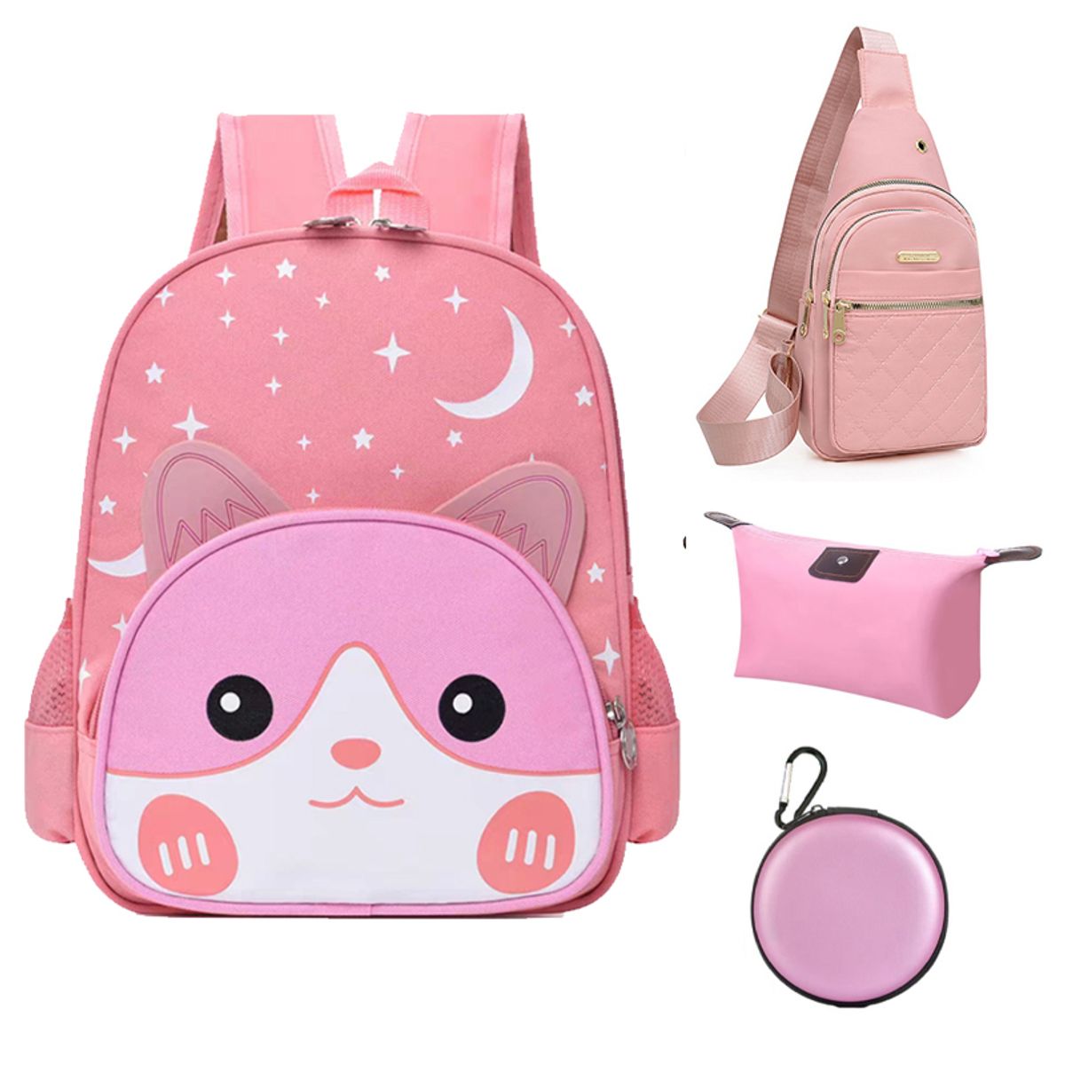 BRO TOUMI - 4 en 1 Mochila Infantil Lonchera Estuche TZ-Rosa