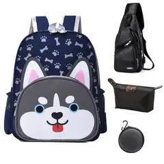 BRO TOUMI - 4 en 1 Mochila Infantil Lonchera Estuche XG-Azul