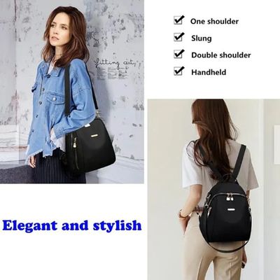 Imagen 2 del producto 4 en 1 Mochila Cartera Bolso Juvenil de Mujer Impermeable TS-Negro