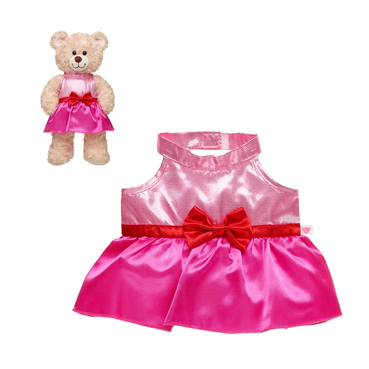 BUILD A BEAR - Vestido Build a Bear San Valentín rosa y rojo