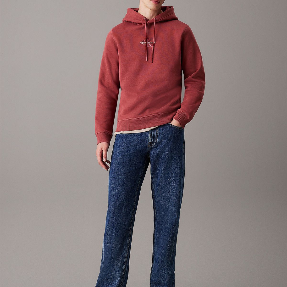 CALVIN KLEIN - Polerón con Gorro Monologo Rojo Calvin Klein