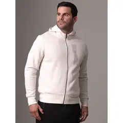 CALVIN KLEIN - Polerón con Gorro Horizontal Logo Blanco