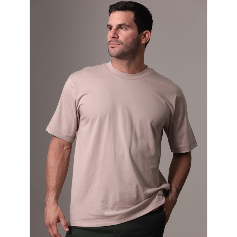 CALVIN KLEIN - Polera Woven Label Relaxed Gris Calvin Klein