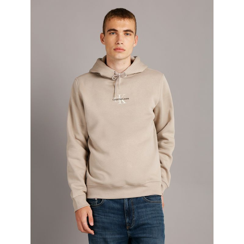 CALVIN KLEIN - Polerón con Gorro Monologo Beige Calvin Klein