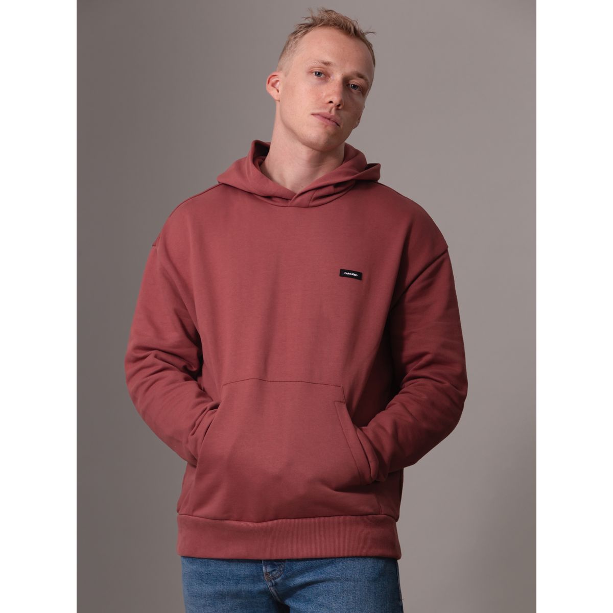 CALVIN KLEIN - Polerón con Gorro Cotton Comfort Rojo Calvin Klein