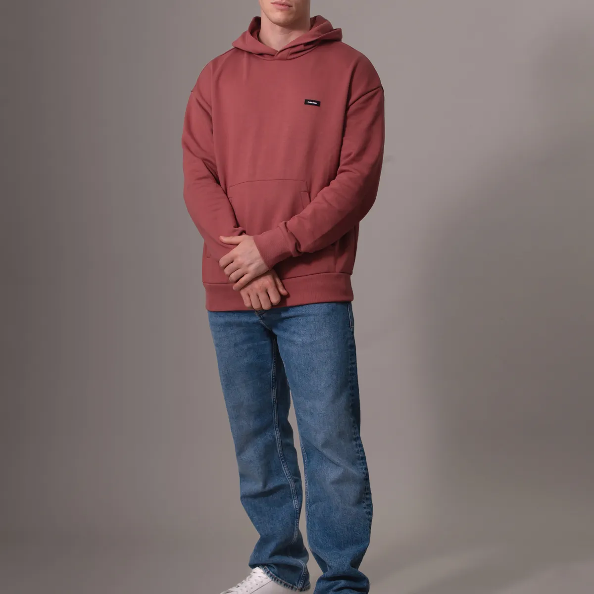 CALVIN KLEIN - Polerón con Gorro Cotton Comfort Rojo Calvin Klein