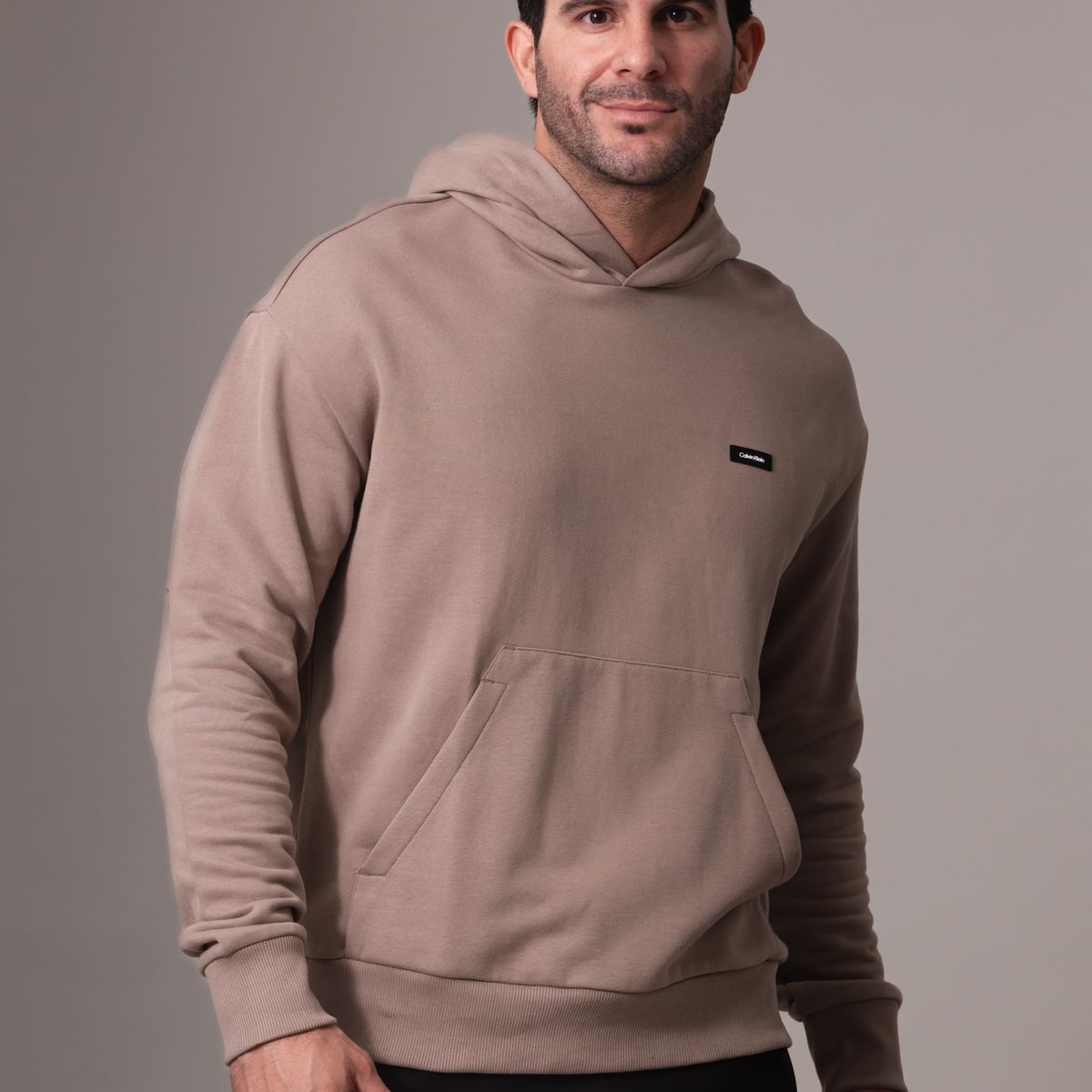 CALVIN KLEIN - Polerón con Gorro Cotton Comfort Beige Calvin Klein