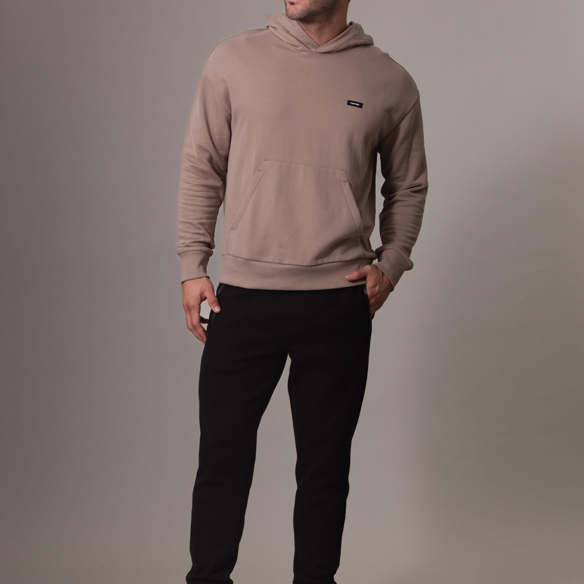 CALVIN KLEIN - Polerón con Gorro Cotton Comfort Beige Calvin Klein