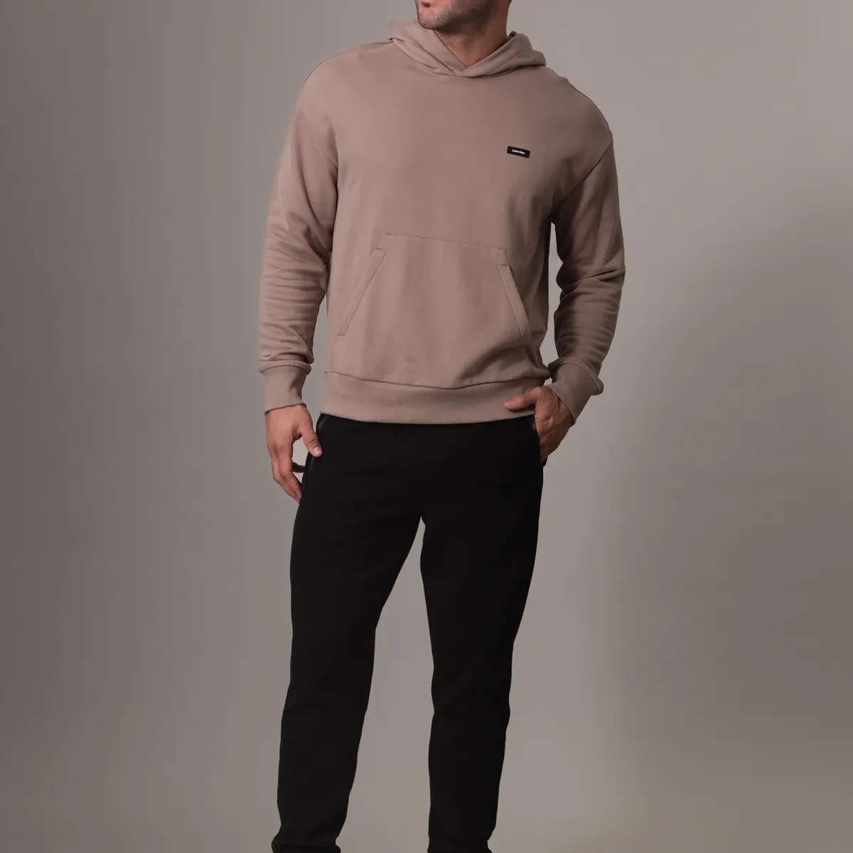 CALVIN KLEIN - Polerón con Gorro Cotton Comfort Beige Calvin Klein