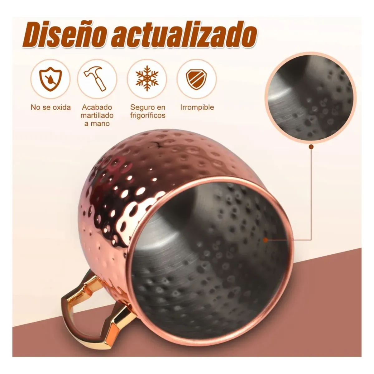 CUINER - Set 2 Vasos Mug Cobre Moscow Mule 500cc