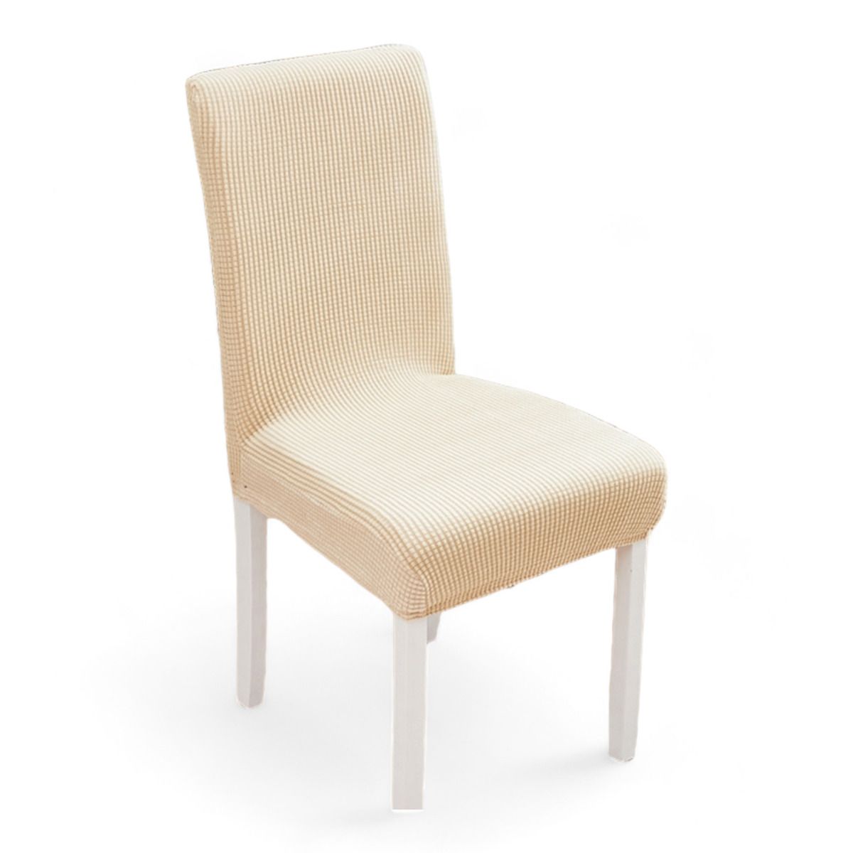 GENERICO - Pack 6 Fundas Sillas Tela Elastica Cuadrille Gruesa Comedor - Crema