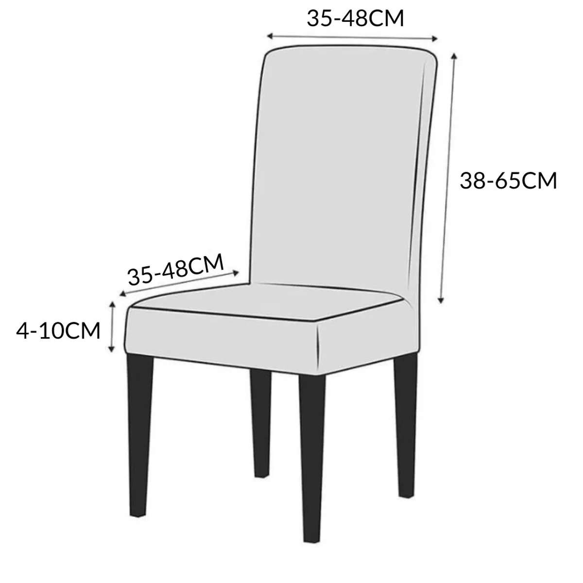 GENERICO - Pack 6 Fundas Sillas Tela Elastica Cuadrille Gruesa Comedor - Gris