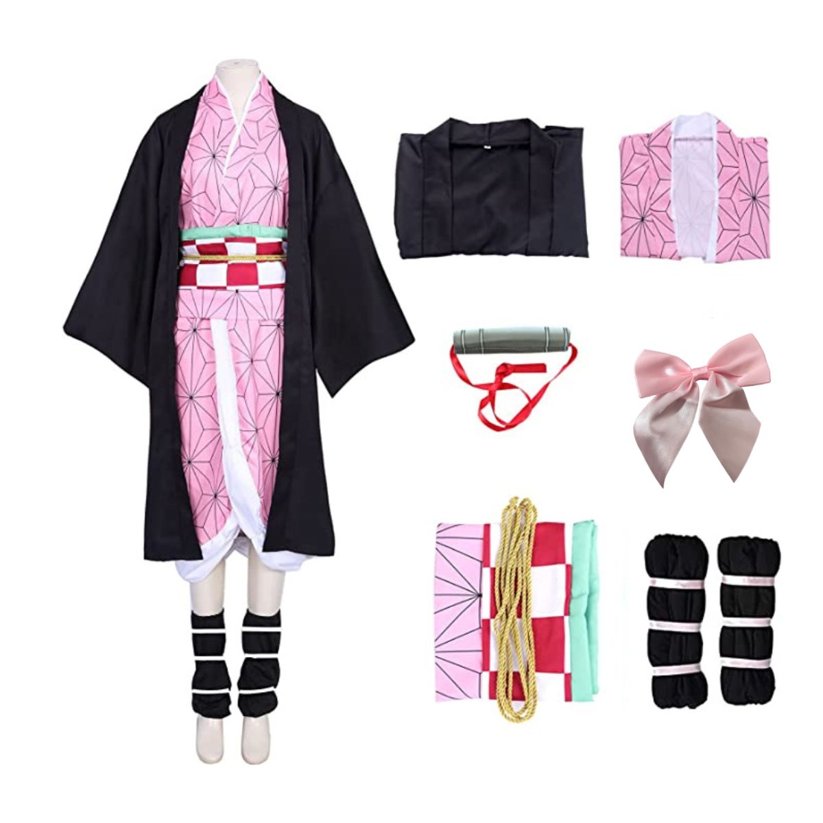 COTILLON ACTIVARTE - Traje Disfraz Cosplay Nezuko Kamado - Con Capa Mujer