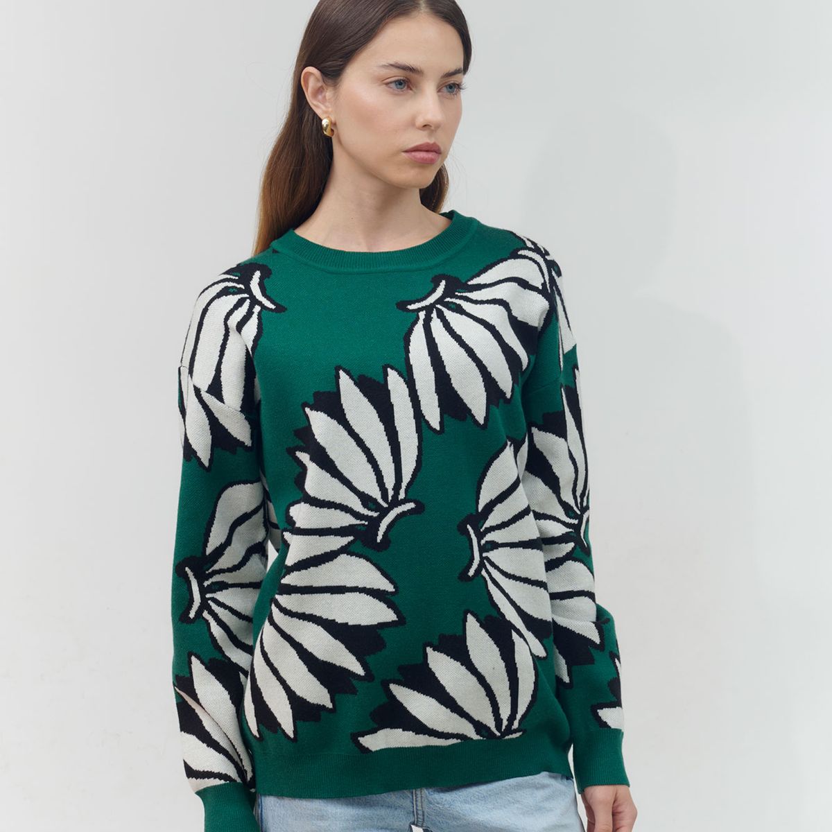 GUINDA - Sweater cuello redonondo en duo colores Fred guinda