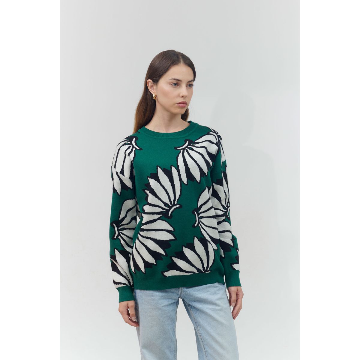 GUINDA - Sweater cuello redonondo en duo colores Fred guinda