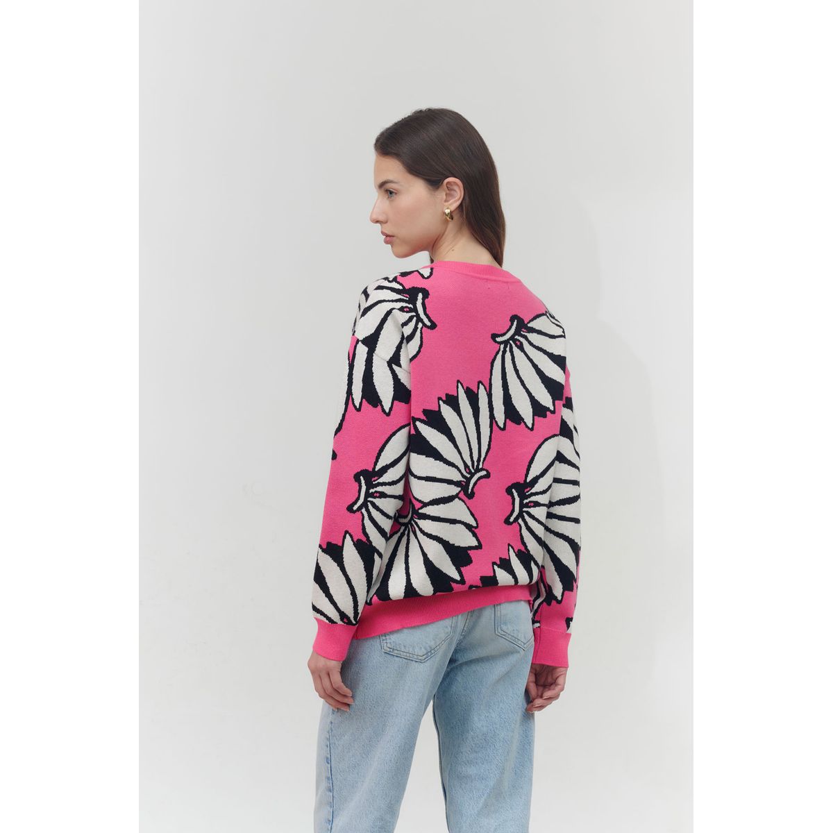 GUINDA - Sweater cuello redonondo en duo colores Fred guinda