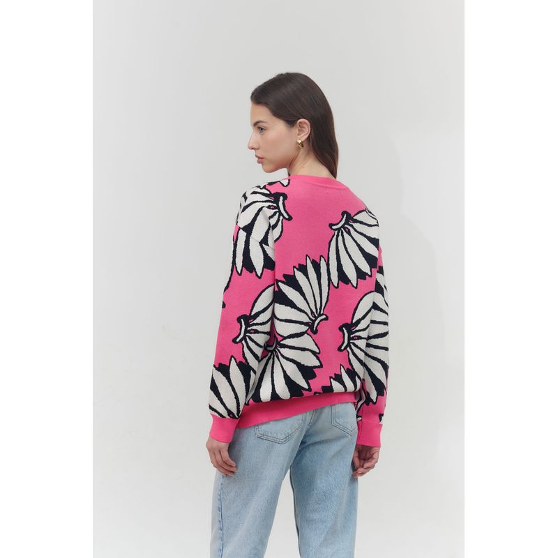 GUINDA - Sweater cuello redonondo en duo colores Fred guinda