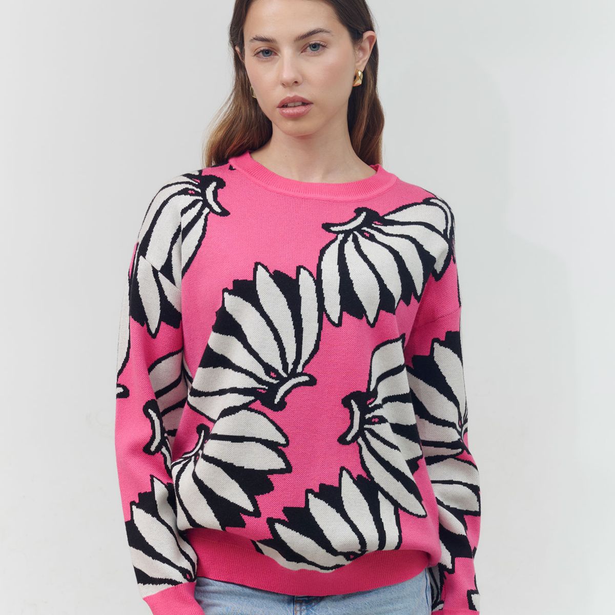 GUINDA - Sweater cuello redonondo en duo colores Fred guinda