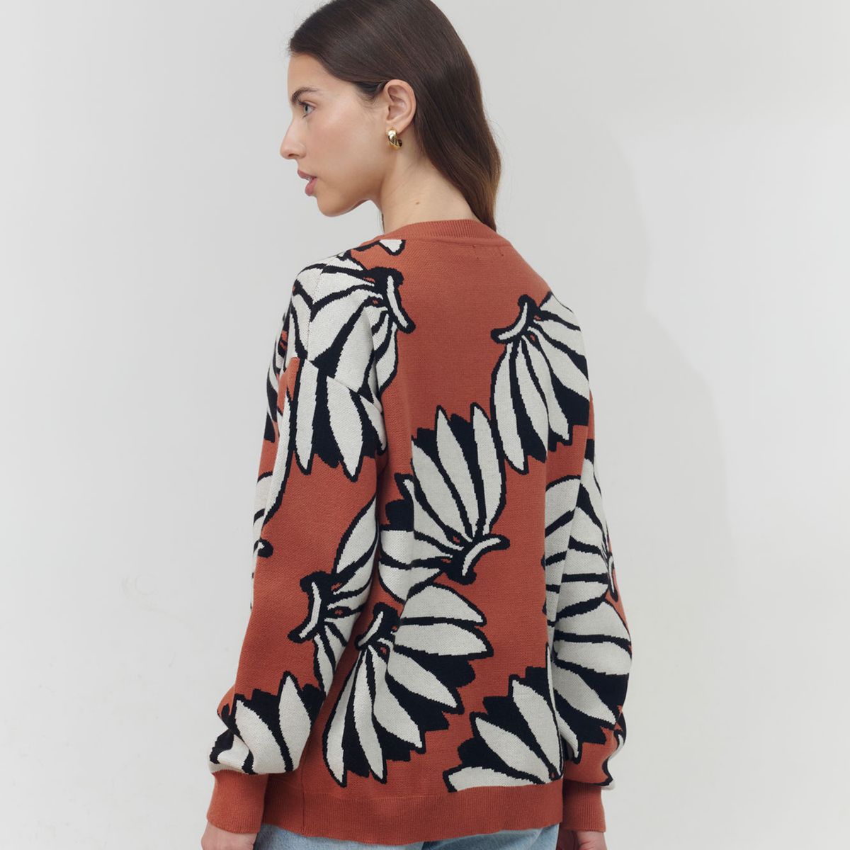 GUINDA - Sweater cuello redonondo en duo colores Fred guinda