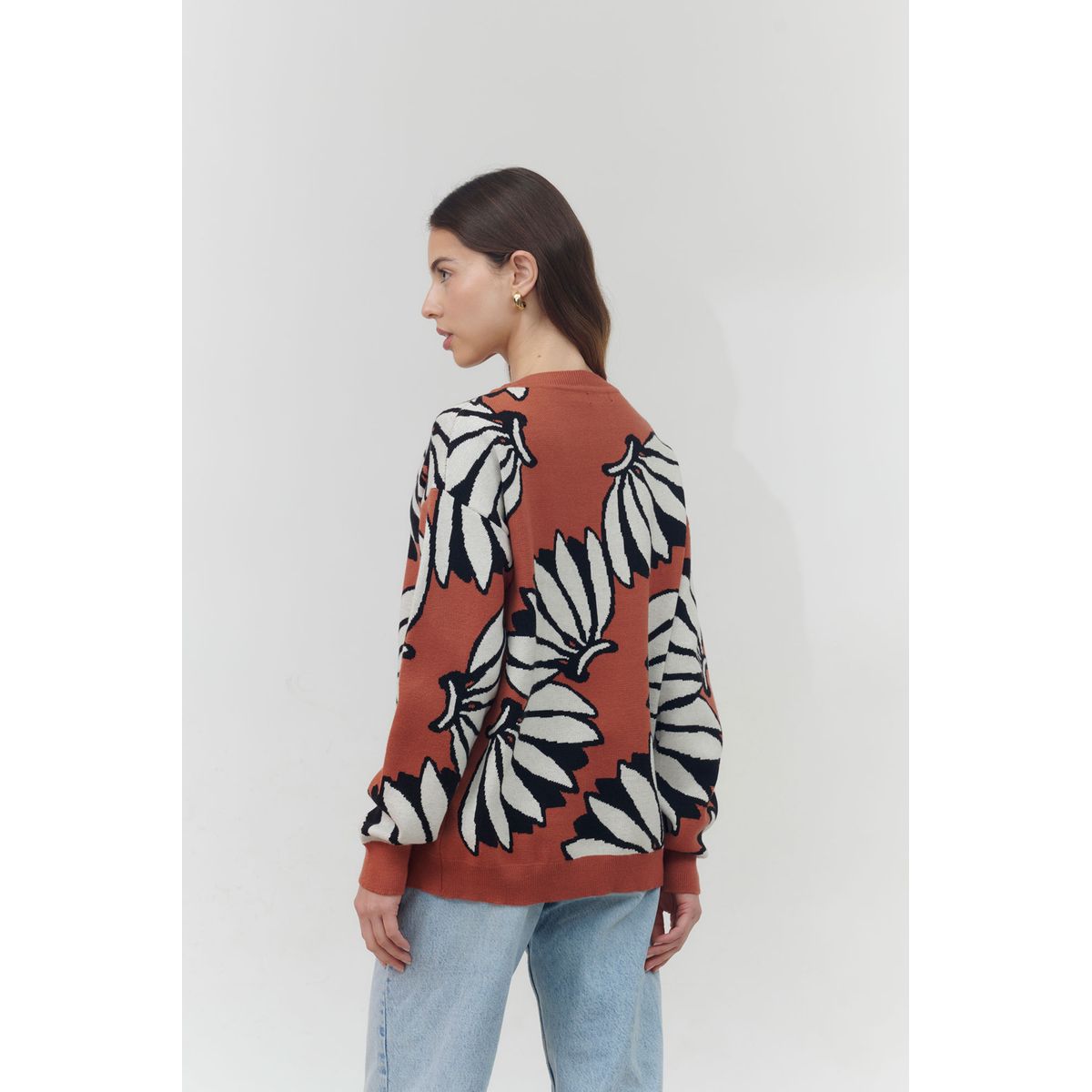 GUINDA - Sweater cuello redonondo en duo colores Fred guinda
