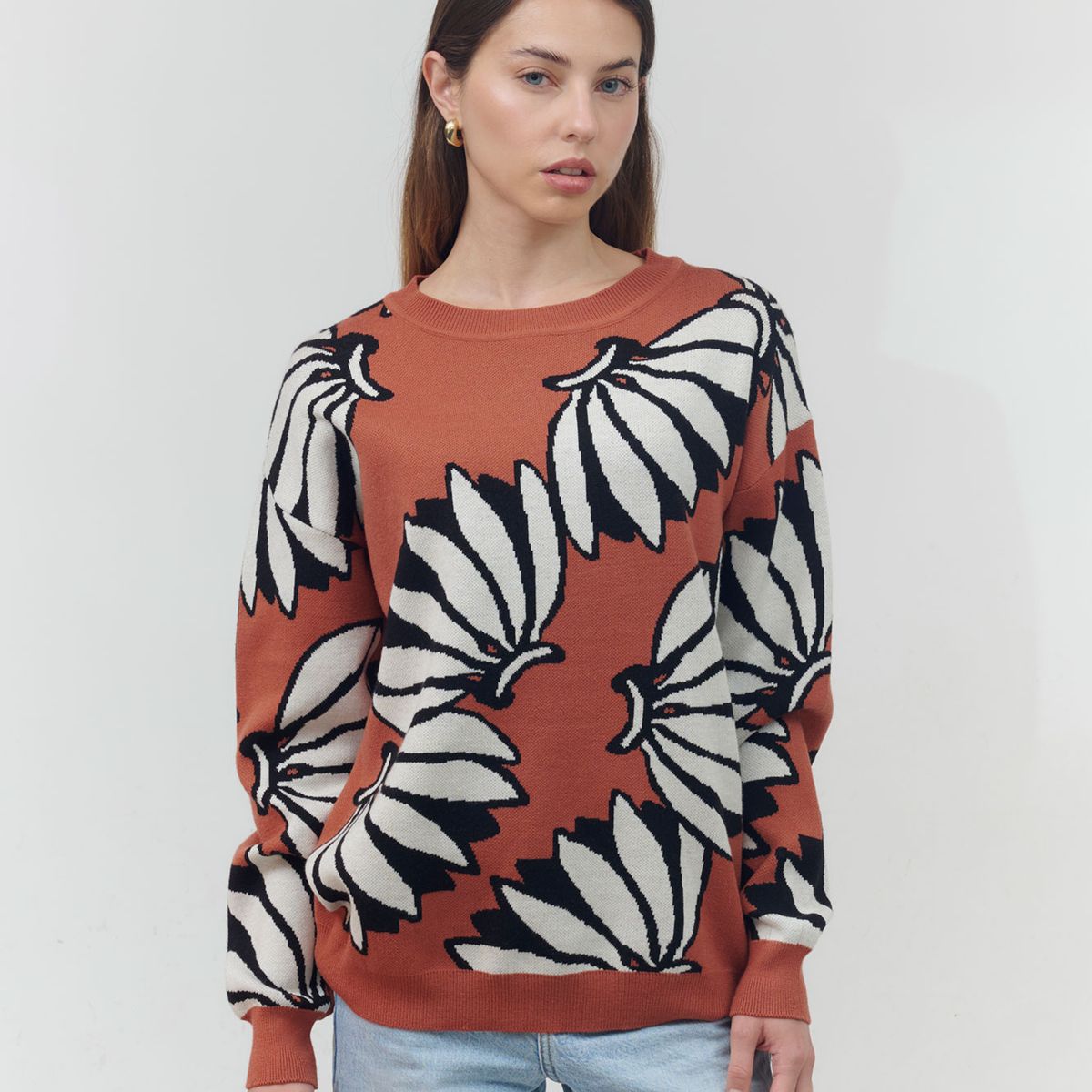 GUINDA - Sweater cuello redonondo en duo colores Fred guinda