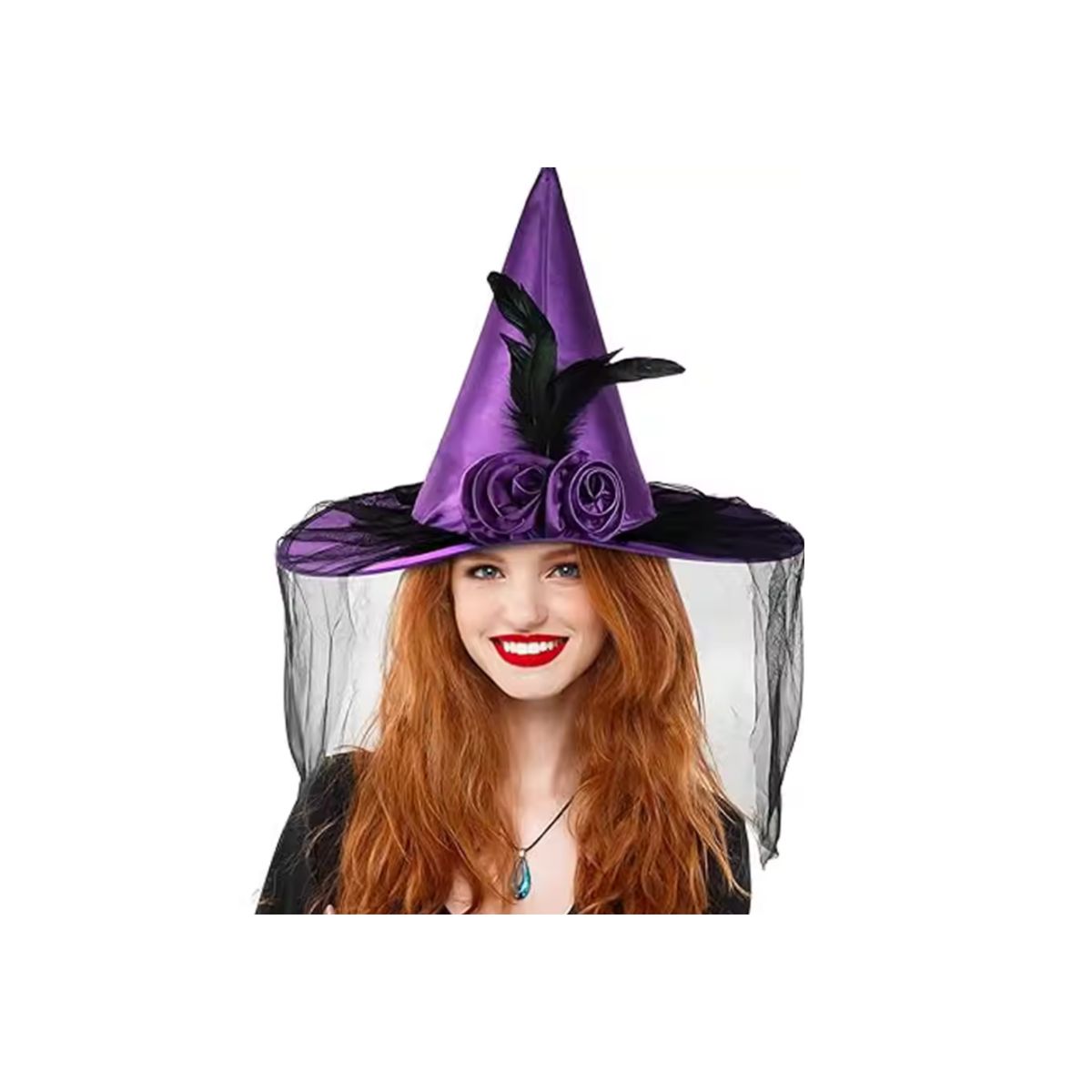 COTILLON ACTIVARTE - Gorro Sombrero Disfraz Bruja Halloween Flor-pluma