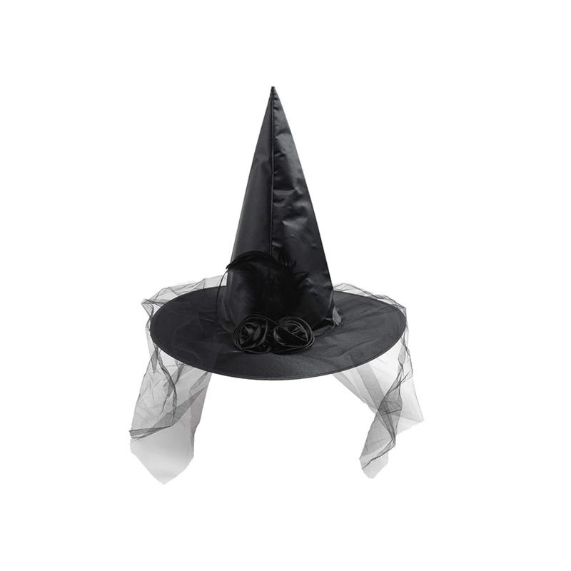 COTILLON ACTIVARTE - Gorro Sombrero Disfraz Bruja Halloween Flor-pluma