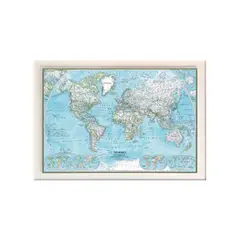 GENERICO - MAPA PINS BLUE MARCO BLANCO 50x40 CMS