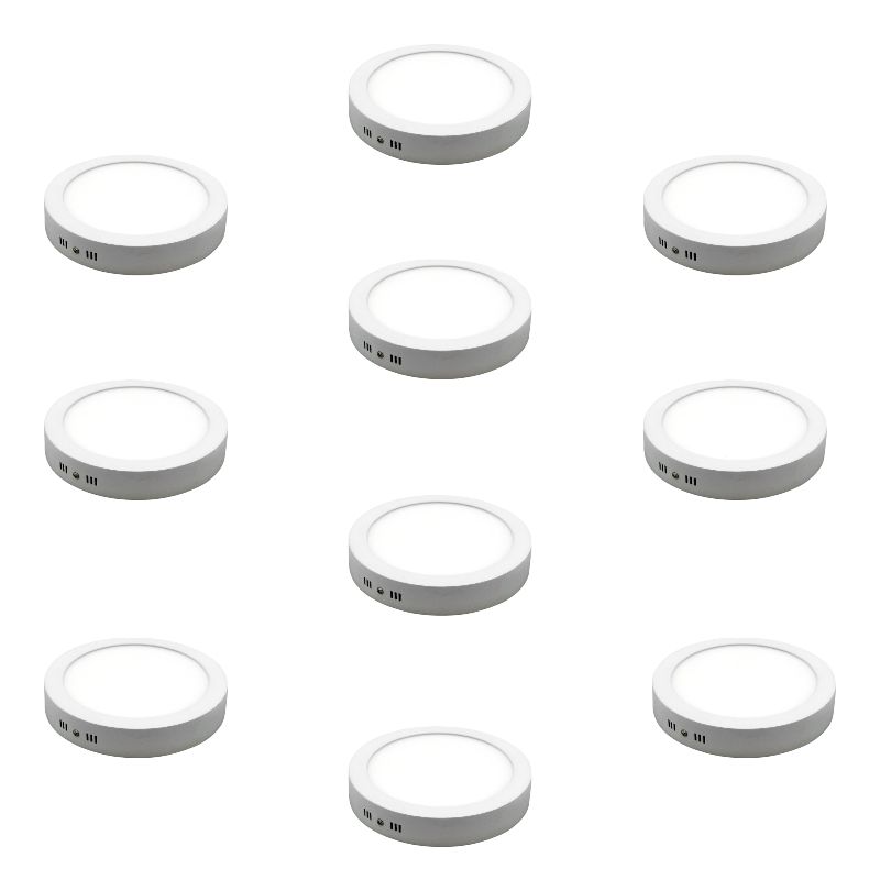WANT - 10 Focos Panel Led 12W Redondo Sobrepuesto Luz Fría