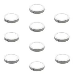 WANT - 10 Focos Panel Led 12W Redondo Sobrepuesto Luz Fría