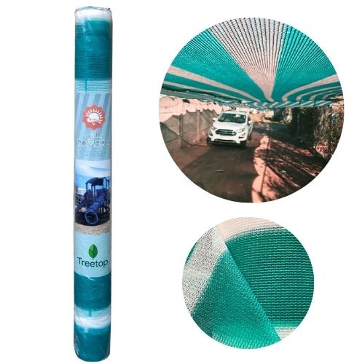TREETOP - Malla Raschel Sombra Franjeada 80% 2,10 x 5 mts Verde/Blanco