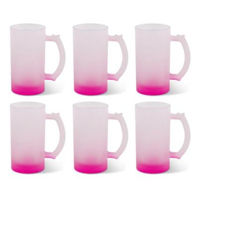 GENERICO - Pack 6 Shoperos Empavonados Para Sublimación 475 ml fucsia